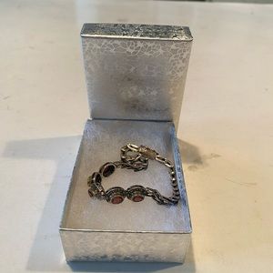 Vintage Sterling Silver Ruby Bracelet with Box